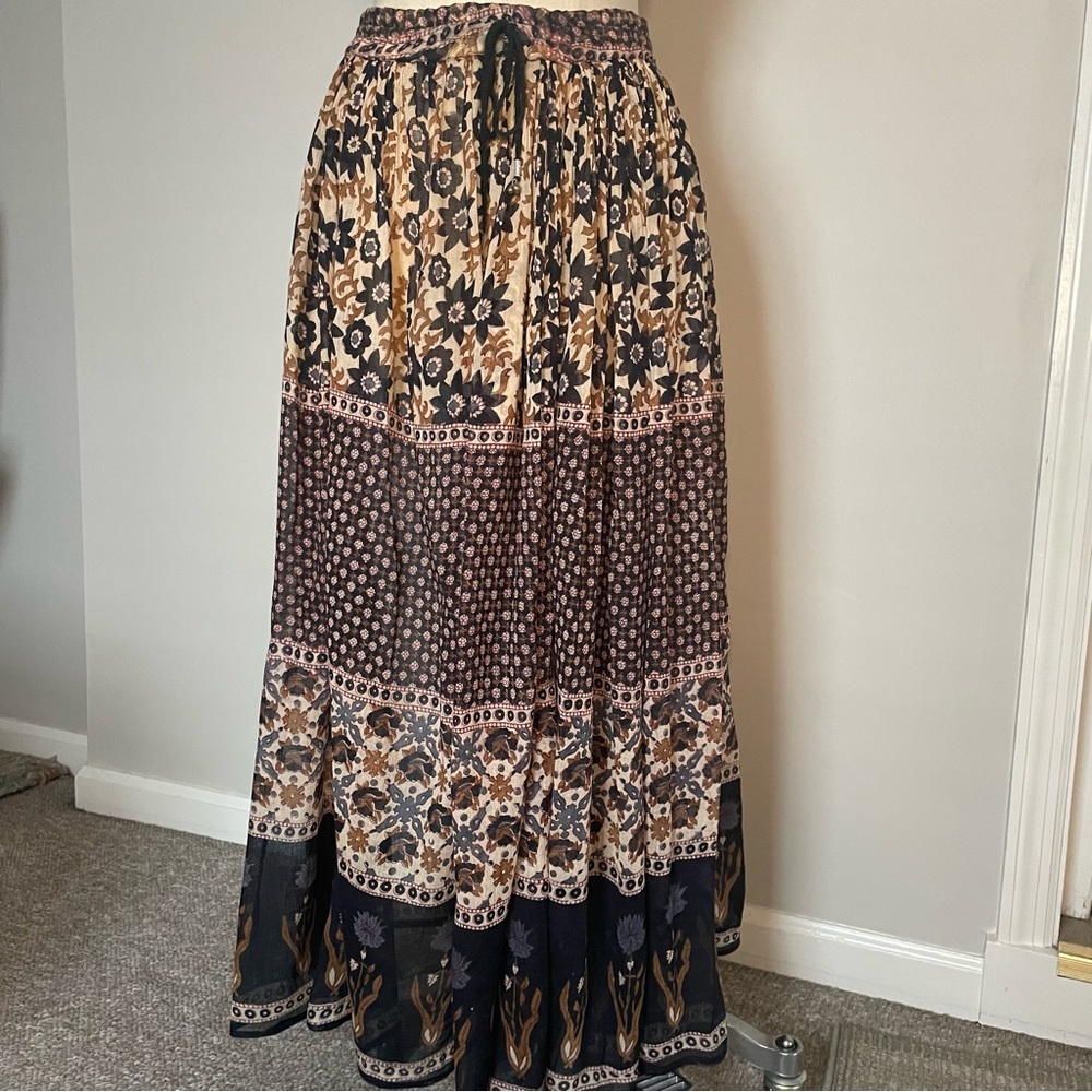 Leena New York Studio boho brown black and cream lightweight cotton skirt